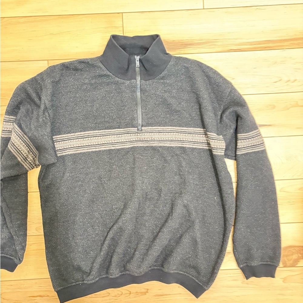 Gray Half-Zip Men's Sweater Grandpas sweater vintage early 2000s #Y2K